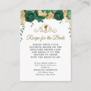 Cartão De Informações Pedido de Receita de Noiva Floral Verde Elegante