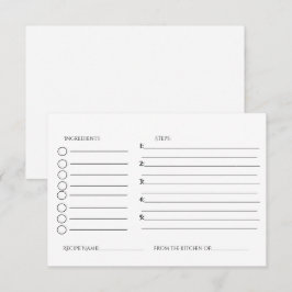 Cartão De Informações Pedido de receita minimalista para chá de noiva