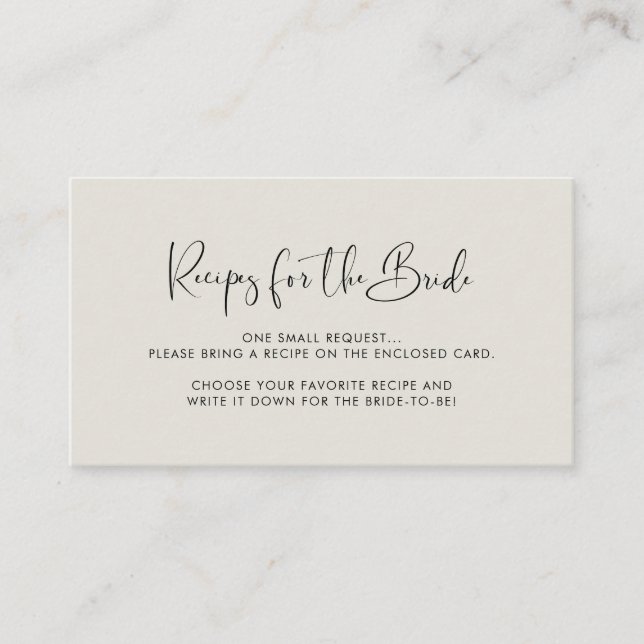 Cartão De Informações Pedido de receita verde Light Sage elegante e mode (Frente)