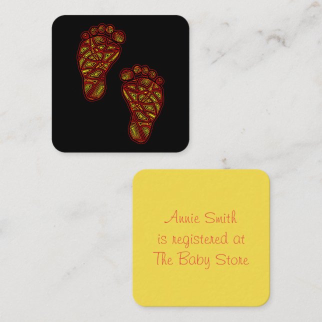 Cartão De Informações Pegadas de Bebê (Frente/Verso)