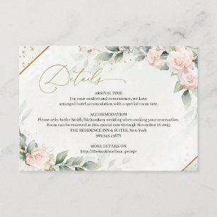 Cartão De Informações Pente aquarela escamoteada floral e ouro verde