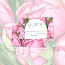 Cartão De Informações Peônias de aquarela - Ideias noturnas de data \ Fr