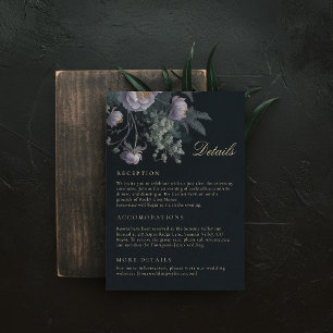 Cartão De Informações Peonies Dark Moody Wedding Details Enclosure Card