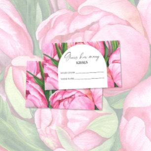 Cartão De Informações Peony floral - adivinhe quantos beijos jogo de cas