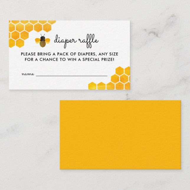 Cartão De Informações Pequena Abelha Chá de fraldas Raffle (Frente/Verso)