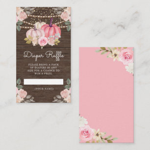 Cartão De Informações Pequena Abóbora Rosa Dourado Floral Madeira Sortei