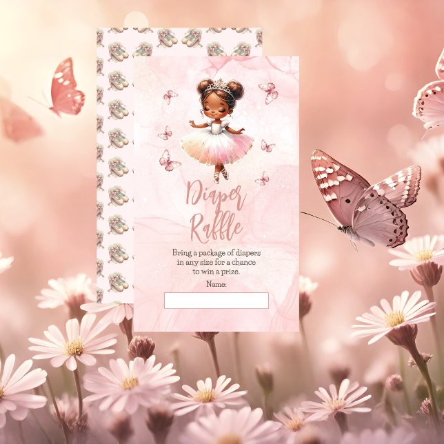 Cartão De Informações Pequena Ballerina - Fralda Rosa Raffle (A Sweet Little Ballerina Is On The Way & We're TUTU Excited Pink Girl Baby Shower Diaper Raffle Card)