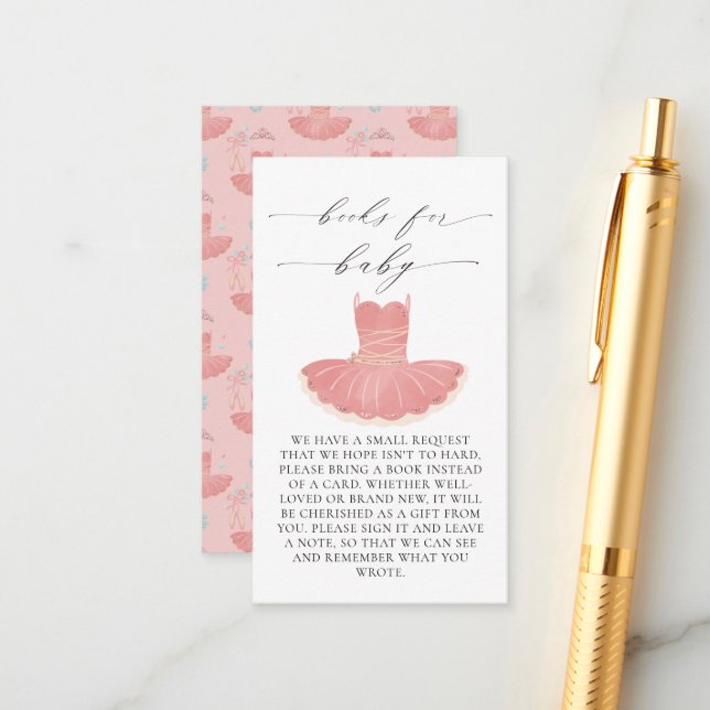 Cartão De Informações Pequena Ballerina - Livros de Chá de fraldas Rosa  (Frente/Verso In Situ)