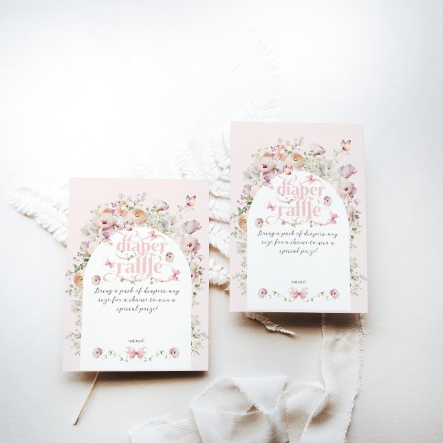 Cartão De Informações Pequena Buterfly Blush Floral Chá de fraldas (Criador carregado)