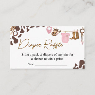 Cartão De Informações Pequena Chá de fraldas da Cowgirl Raffle
