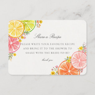 Cartão De Informações Pequena Cute Citrus Floral Compartilhe uma Receita