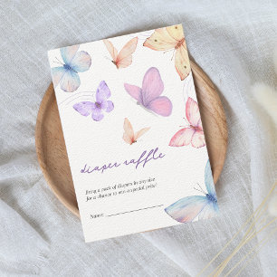 Cartão De Informações Pequena Fralda de borboleta Raffle Chá de fraldas