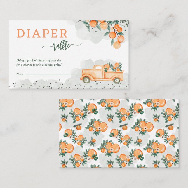 Cartão De Informações Pequena Fralda de Chá de fraldas Cutie Raffle (Frente/Verso)