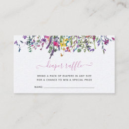 Cartão De Informações Pequena Fralda de flor selvagem Raffle Chá de fral