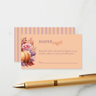 Cartão De Informações Pequena Fralda de Pumpkin Chá de fraldas Peach Raf