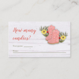 Cartão De Informações Pequena Garota Bootie Chá de fraldas Raffle Guess