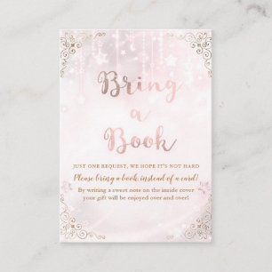 Cartão De Informações Pequena Rosa de estrela Dourada Traga um Livro
