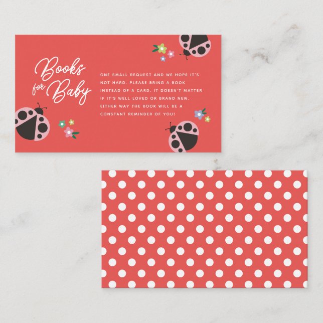 Cartão De Informações Pequena Senhora Amor Inseto Livros Vermelhos Para  (Frente/Verso)