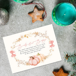 Cartão De Informações Pequeno Abóbora no caminho do outono chá de fralda