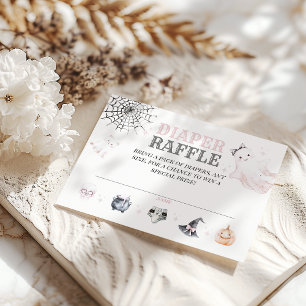 Cartão De Informações Pequeno Boo Cute Ghost Halloween Baby Girl Chá