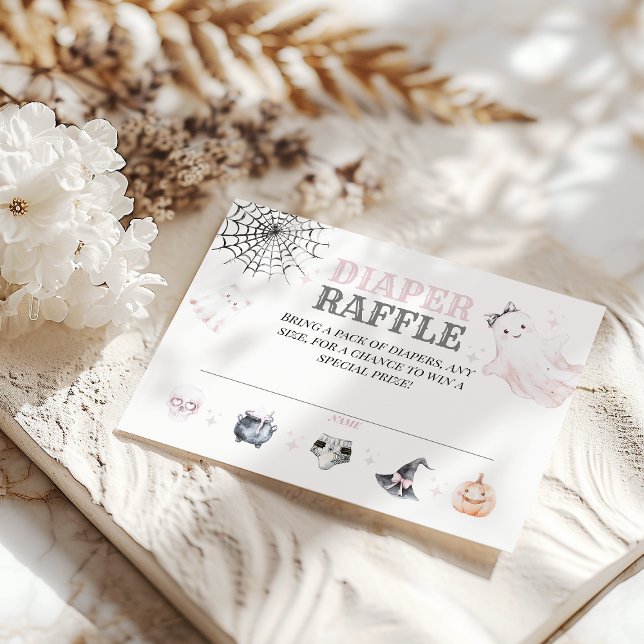 Cartão De Informações Pequeno Boo Cute Ghost Halloween Baby Girl Chá (Criador carregado)