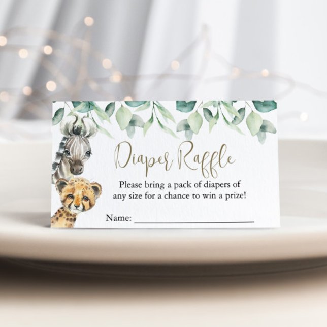 Cartão De Informações Pequeno Carneiro de Fralda Safari Safari (Diaper Raffle Cards)