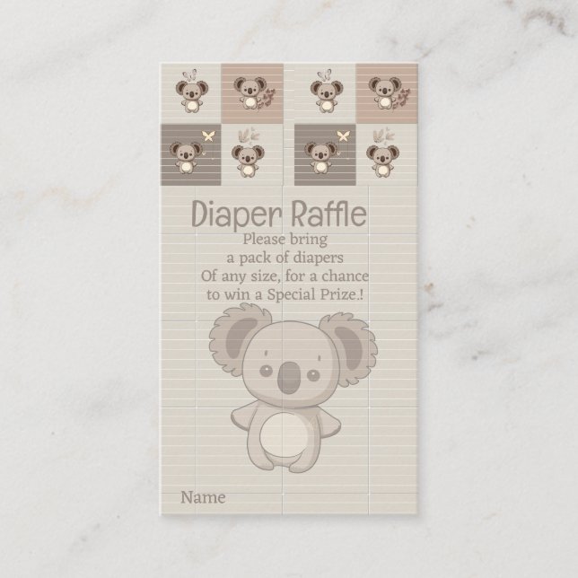 Cartão De Informações Pequeno Coala Feliz (Frente)