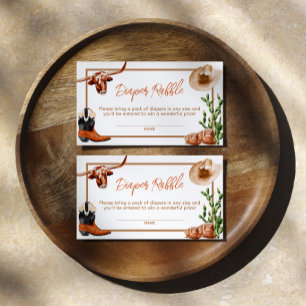 Cartão De Informações Pequeno Cowboy Western Rodeo Fralda Raffle