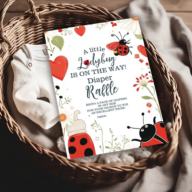 Cartão De Informações Pequeno Primavera de Chá de fraldas Ladybug Raffle (Criador carregado)