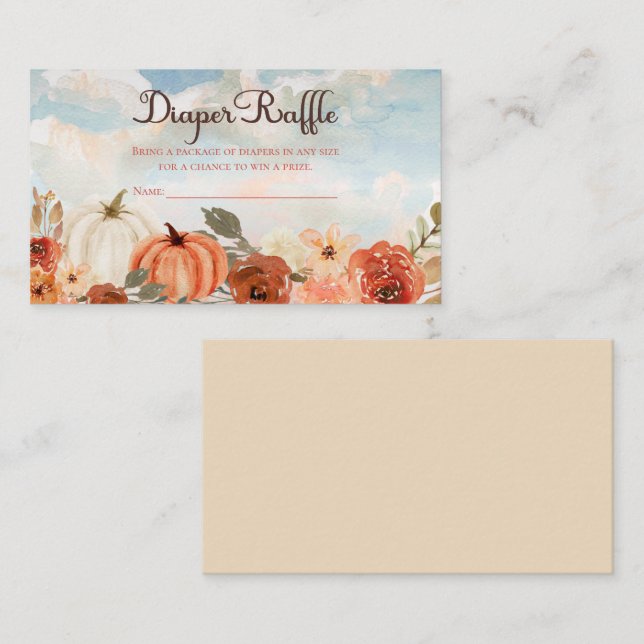 Cartão De Informações Pequeno Pumpkin | Fall Chá de fraldas Raffle (Frente/Verso)