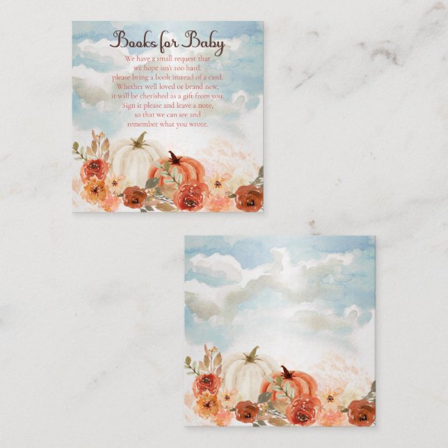 Cartão De Informações Pequeno Pumpkin | Livros para Chá de fraldas (Frente/Verso)