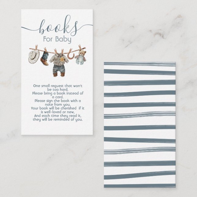 Cartão De Informações Pequeno Vestido da Cowboy Livros para Bebê (Frente/Verso)