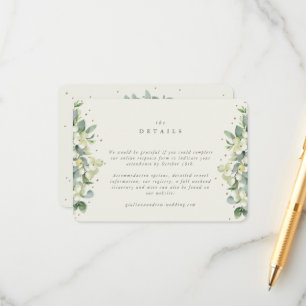 Cartão De Informações Pequenos Detalhes de Casamento de Snowberry Creme
