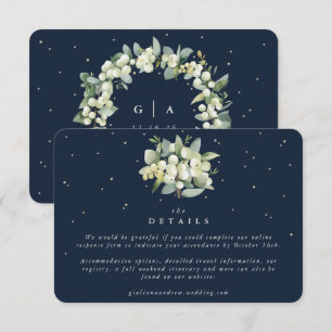 Cartão De Informações Pequenos Detalhes de Casamento Navy Snowberry + Eu
