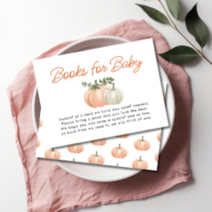 Cartão De Informações Pequenos livros de abóbora para Chá de fraldas