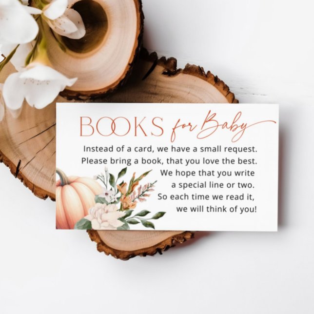 Cartão De Informações Pequenos livros de abóbora para Chá de fraldas (Little Pumpkin Books for Baby Shower Enclosure Card)