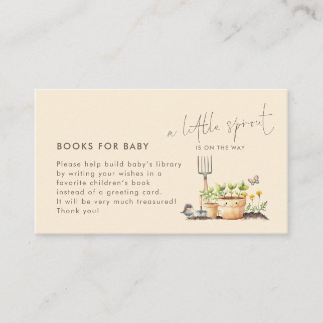 Cartão De Informações Pequenos livros de broto para Chá de fraldas (Frente)