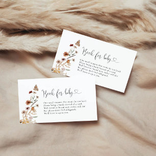 Cartão De Informações Pequenos Livros De Chá de fraldas De Flor Selvagem