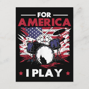 Cartão De Informações Percussionista Tambor Baterista Bandeira Americana