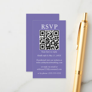 Cartão De Informações Periwinkle de RSVP Simples de QR Minimalista de Ca