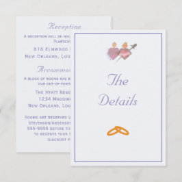Cartão De Informações Periwinkle/Off-White Two Hearts Catholic Wedding