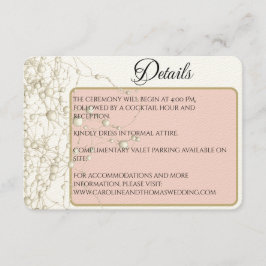 Cartão De Informações Pérola Elegante Dourado Casamento Rômantico Pérola