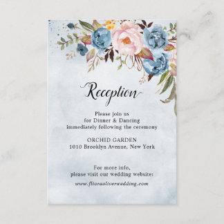 Cartão De Informações Pêssego Azul Pêssego Blush Casamento Floral Botâni