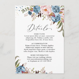 Cartão De Informações Pêssego Azul Pêssego Blush Casamento Floral Botâni
