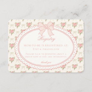 Cartão De Informações Pêssego & Bege Vintage Fancy Floral Registro de Pr