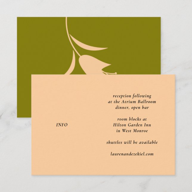 CARTÃO DE INFORMAÇÕES PÊSSEGO MOD E CASAMENTO DE TULPAS DE AZEITE (Frente/Verso)