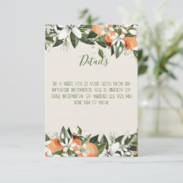 Cartão De Informações Pêssegos e Folhagem - Detalhes Coloridos