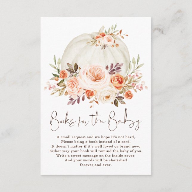 Cartão De Informações Pessegueira Floral Queda Pumpkin Livros para Bebê (Frente)