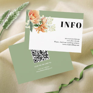 Cartão De Informações Pessegueiros rosa sage casamento floral verde