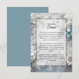 Cartão De Informações Pétalas Nevadas em Floral Congelado Casamento